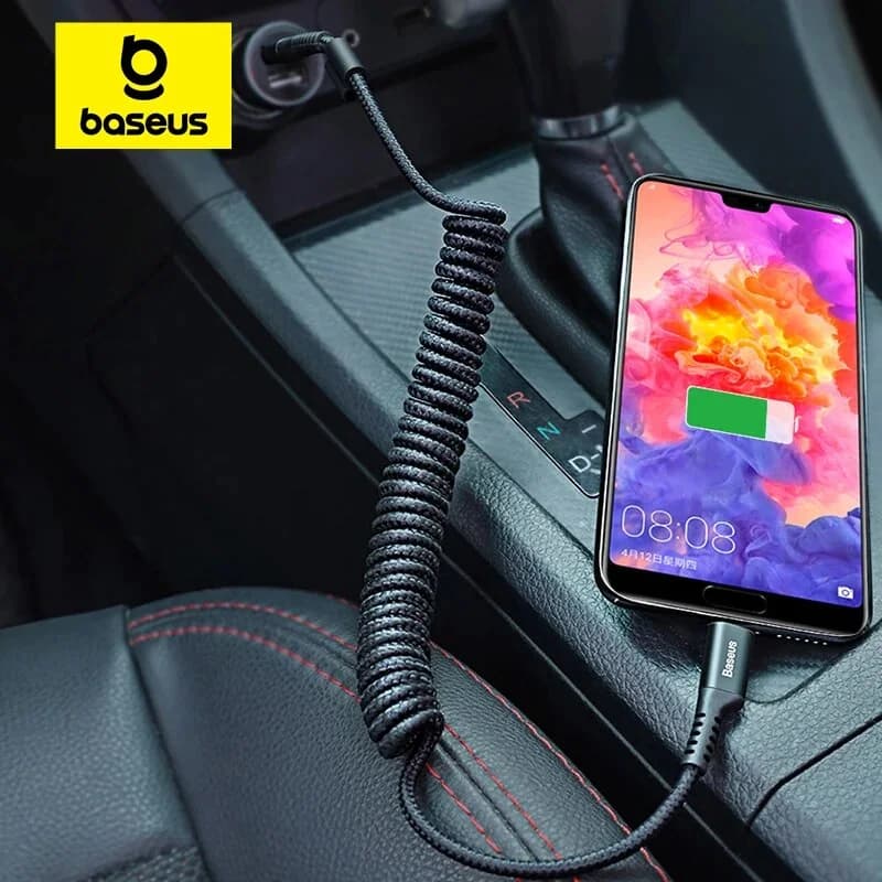 Teleskopický pružinový USB-C rychlonabíjecí kabel do auta