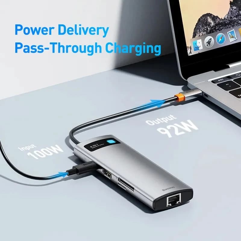 USB-C hub s HDMI, Ethernetem a PD 100W, 4K 60Hz